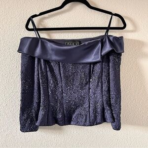 Alex Evenings VTG Off Shoulder Sequins Beaded 3/4 Top Women Size 6
